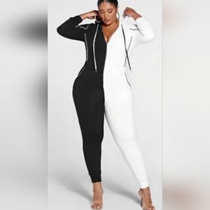 Fashion to Figure half white half black jumpsuit size 1